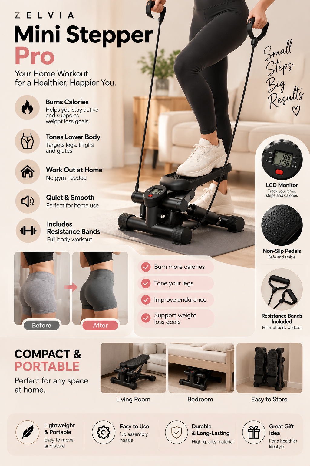 Stepper with Resistance Bands.