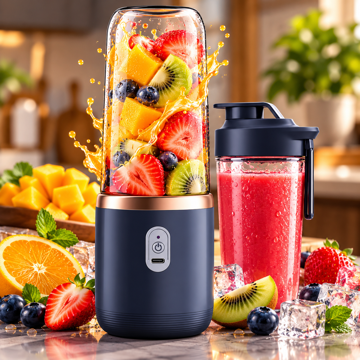Portable 6-Blade Electric Juice Blender